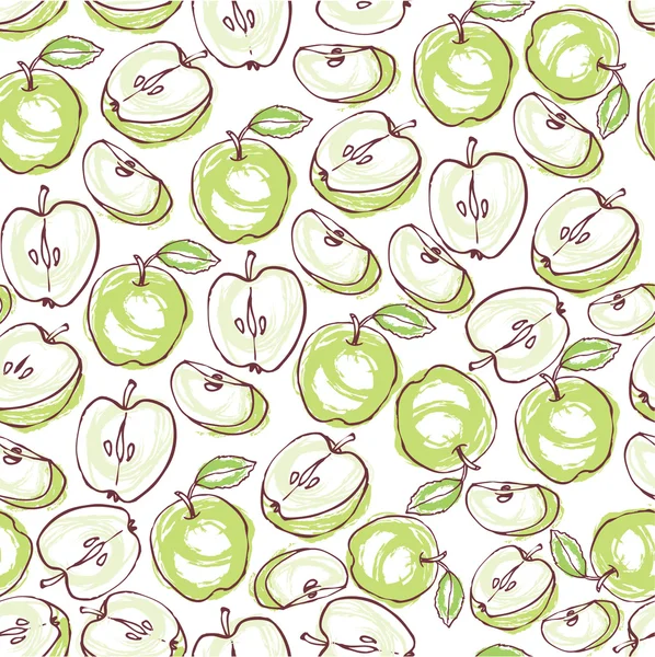 Yeşil elma desen — Stok Vektör