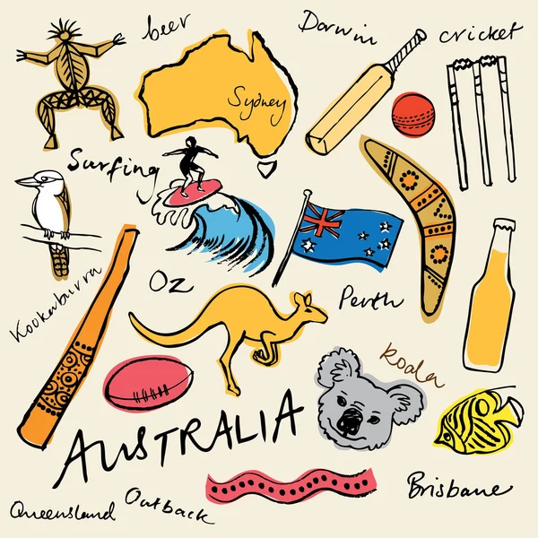 Australian doodles — Stock Vector