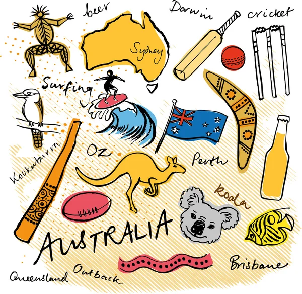 Australian doodles — Stock Vector