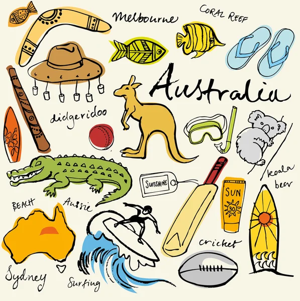Australian doodles — Stock Vector