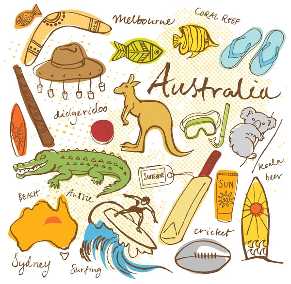 Collection of Australia doodle — Stock Vector
