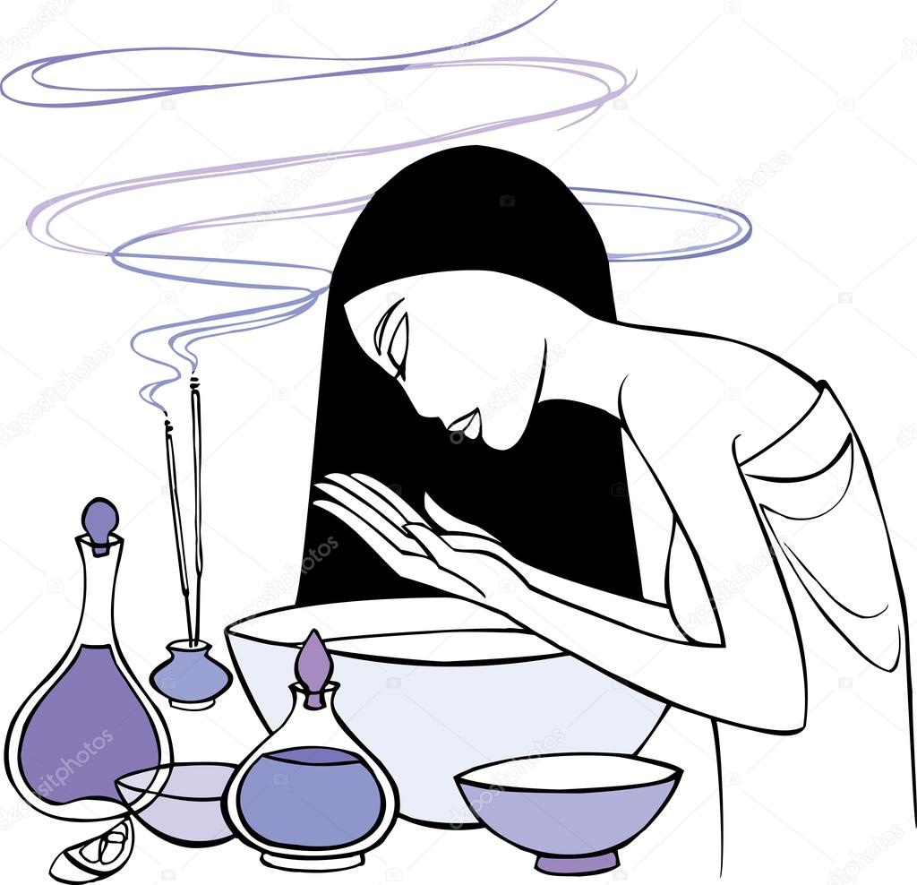 Lady with aromatherapy oils