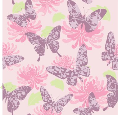 Kelebek ve çiçek deseni