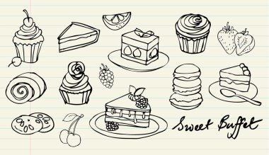 Cakes and bakery doodle