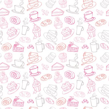 Tea and cakes pattern clipart