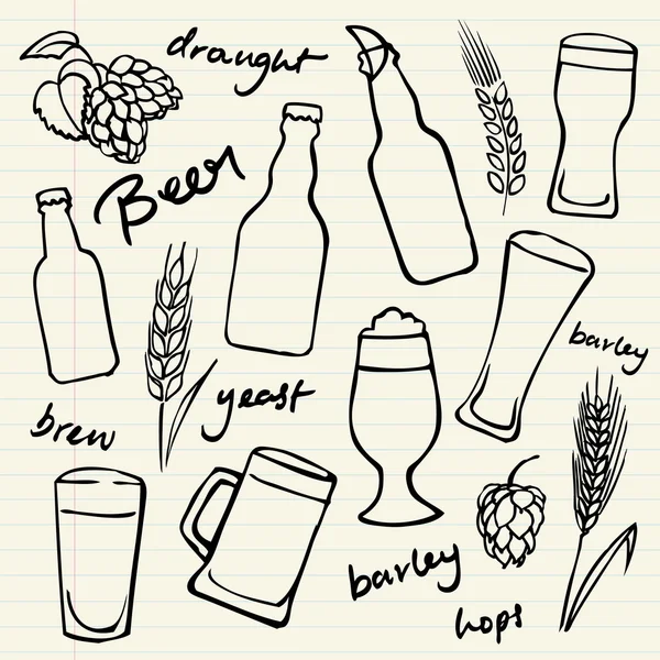 Doodle ανάμικτες μπύρα — Διανυσματικό Αρχείο