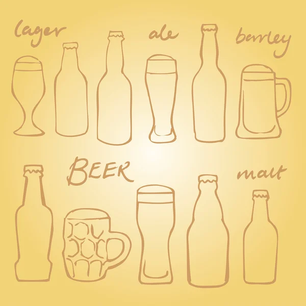 Doodle ανάμικτες μπύρα — Διανυσματικό Αρχείο