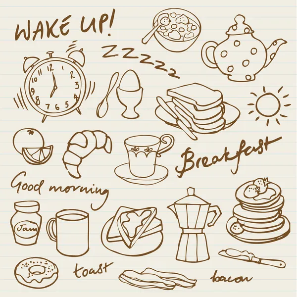 Petit déjeuner doodle — Image vectorielle