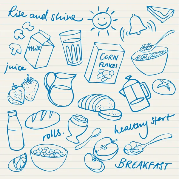 早餐涂鸦 — 图库矢量图片