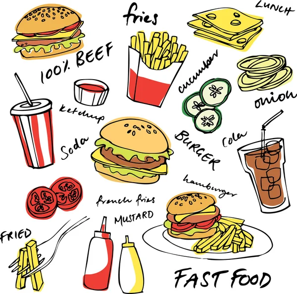 Fast food set — Stock Vector