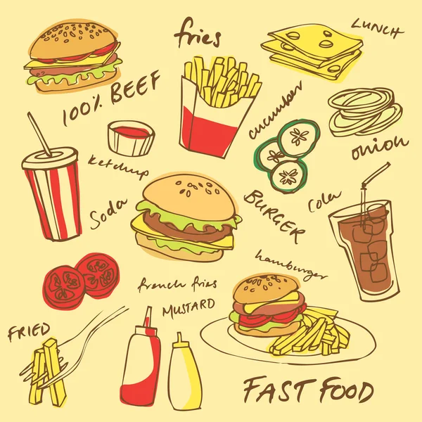 Zestaw fast food — Wektor stockowy