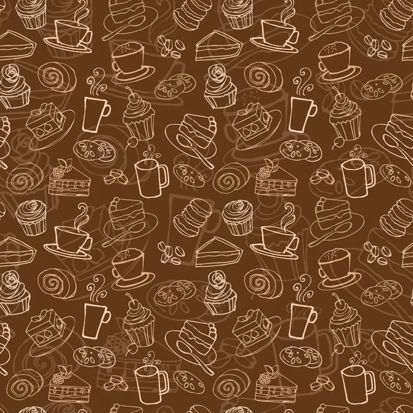 Coffee and cakes  pattern — Stock Vector