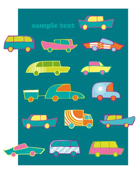 Cars greeting card — Stock Vector