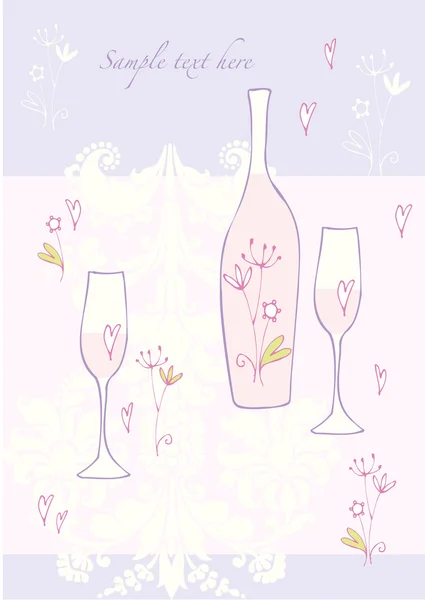 Champagne bottle and glasses — Stock Vector