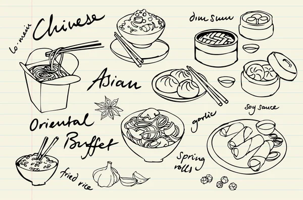 Chinees eten set — Stockvector