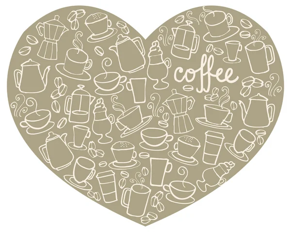 Kawa ikony w kształcie serca — Wektor stockowy