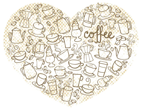 Kawa ikony w kształcie serca — Wektor stockowy