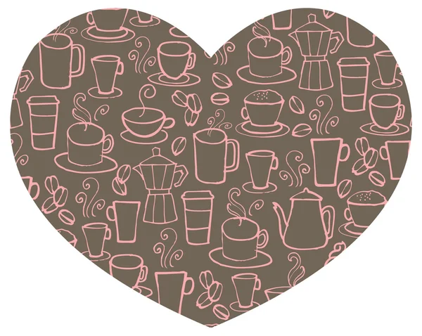 Iconos de café en forma de corazón — Archivo Imágenes Vectoriales