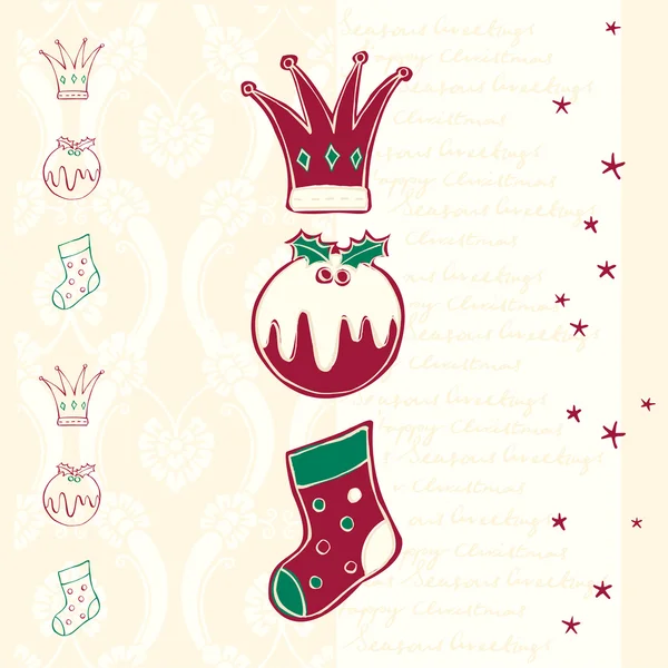 Couronnes et puddings de Noël — Image vectorielle