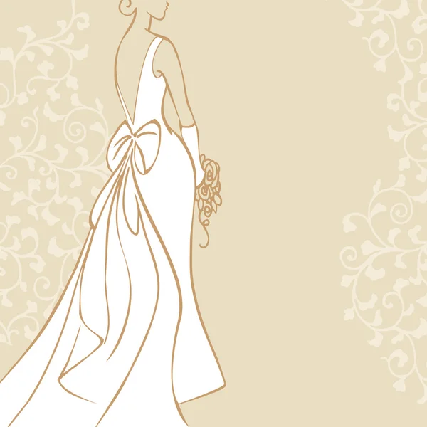 Novia en vestido de novia — Vector de stock