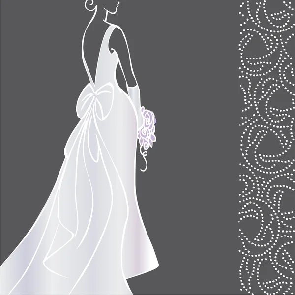 Novia en hermoso vestido de novia — Vector de stock