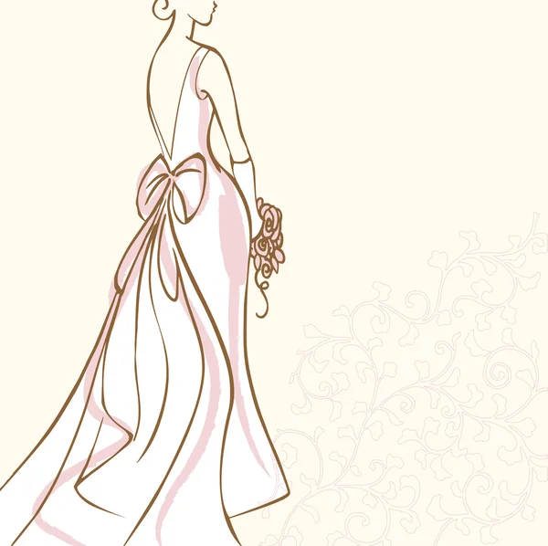 Mariée en robe de mariée — Image vectorielle