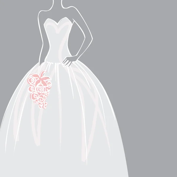 Novia en hermoso vestido de novia — Vector de stock