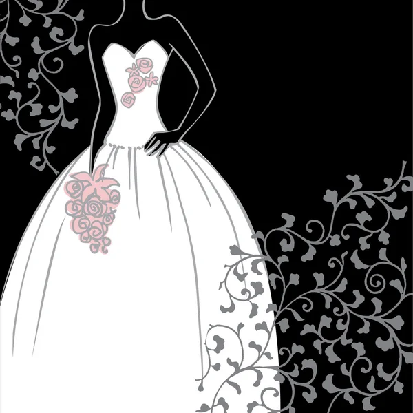 Güzel düğün elbise gelin — Stok Vektör