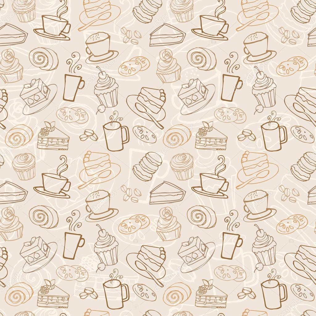 Coffee and cakes  pattern