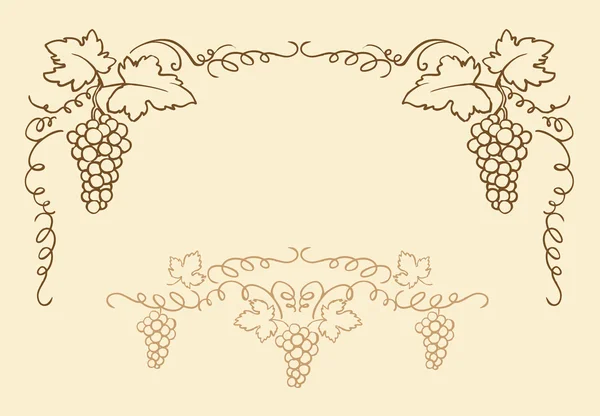 Cadre raisin & vigne — Image vectorielle