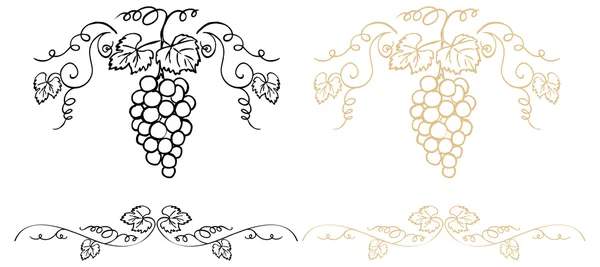 Raisins & ornement de vigne — Image vectorielle