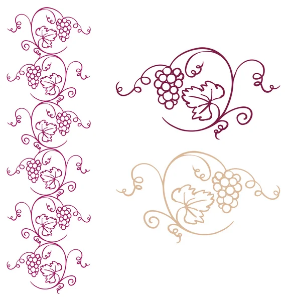 Uvas & ornamento de la vid — Vector de stock