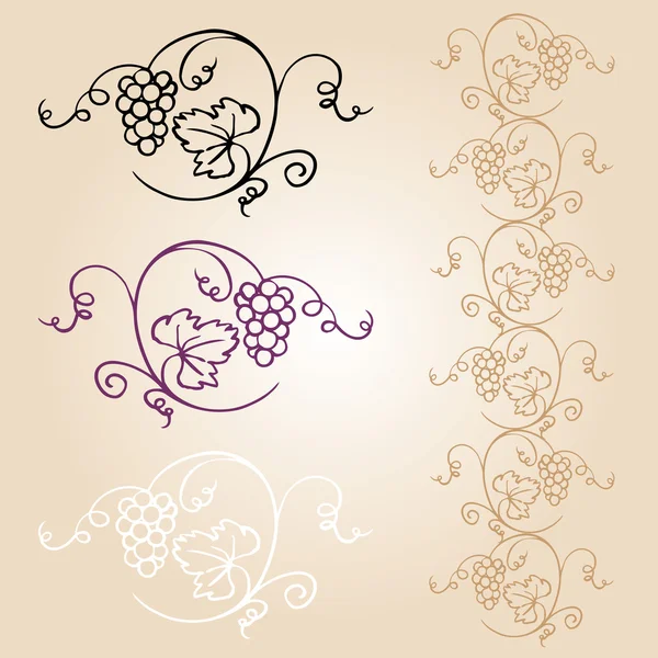 Uvas & ornamento de la vid — Vector de stock