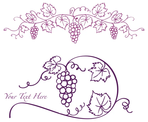 Uvas & ornamento de la vid — Vector de stock