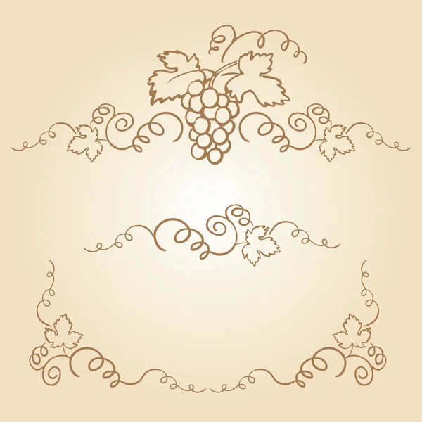 Cadre raisin & vigne — Image vectorielle