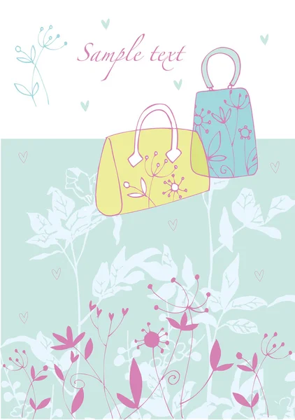 Bolsos sobre fondo floral — Vector de stock