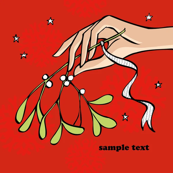 Hand holding mistletoe — Stock Vector