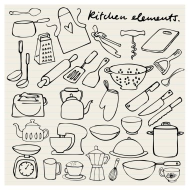 Mutfak öğeleri doodle