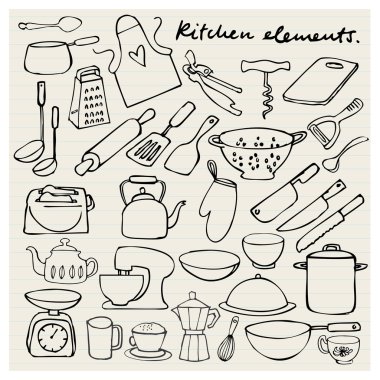 Mutfak öğeleri doodle