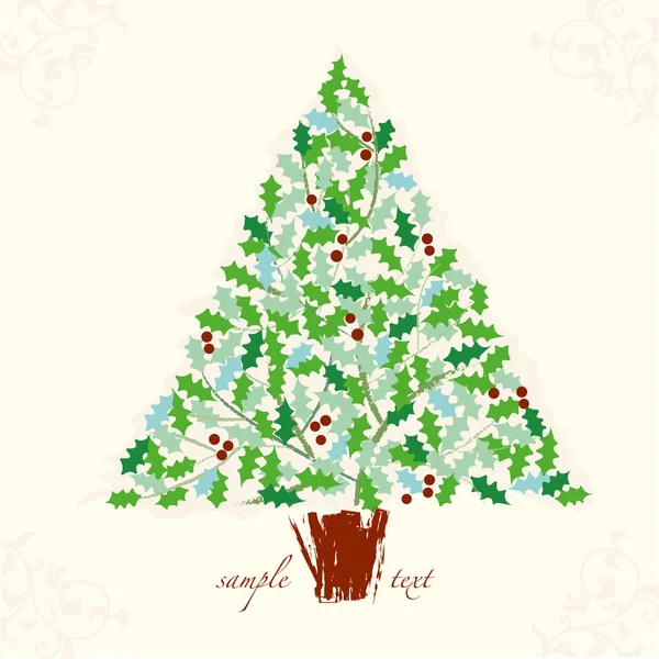 Holly kerstboom — Stockvector