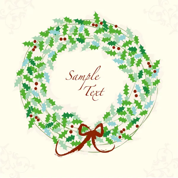 Christmas holly wreath — Stock Vector