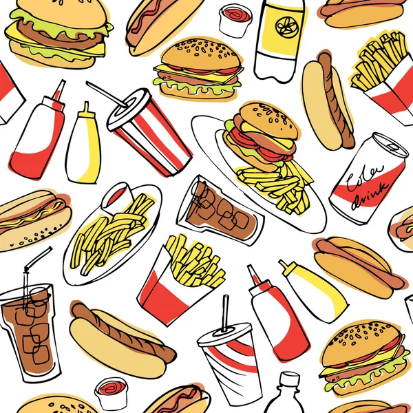 Fast food pattern — Stock Vector