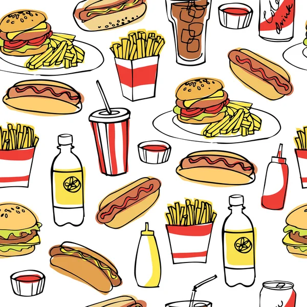 Fast food pattern — Stock Vector