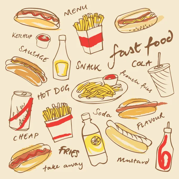 Fast food icons — Stock Vector