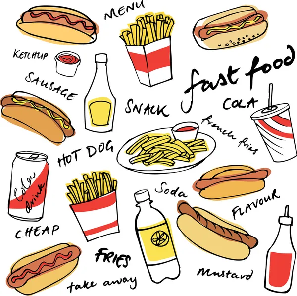 Fast food icons — Stock Vector