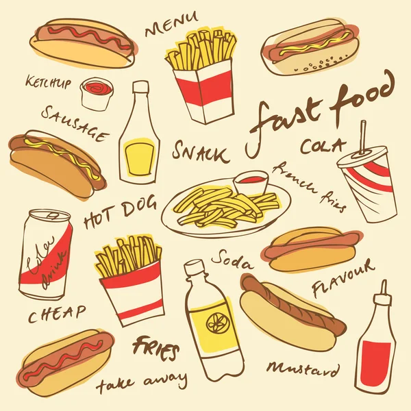 Fast food icons — Stock Vector