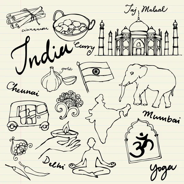 India pictogrammen illustratie — Stockvector