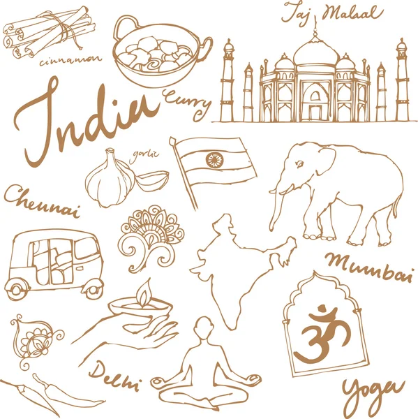 India pictogrammen illustratie — Stockvector