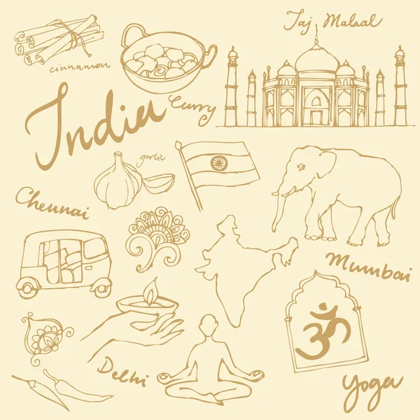 Iconos de la India ilustración — Archivo Imágenes Vectoriales