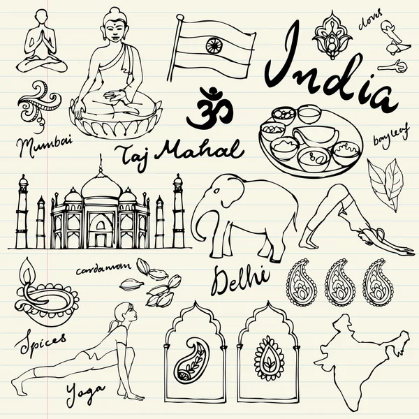 Iconos de la India ilustración — Vector de stock